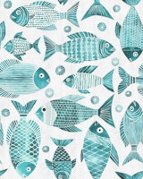 Underwater Fish Parade Turquoise carta da parati