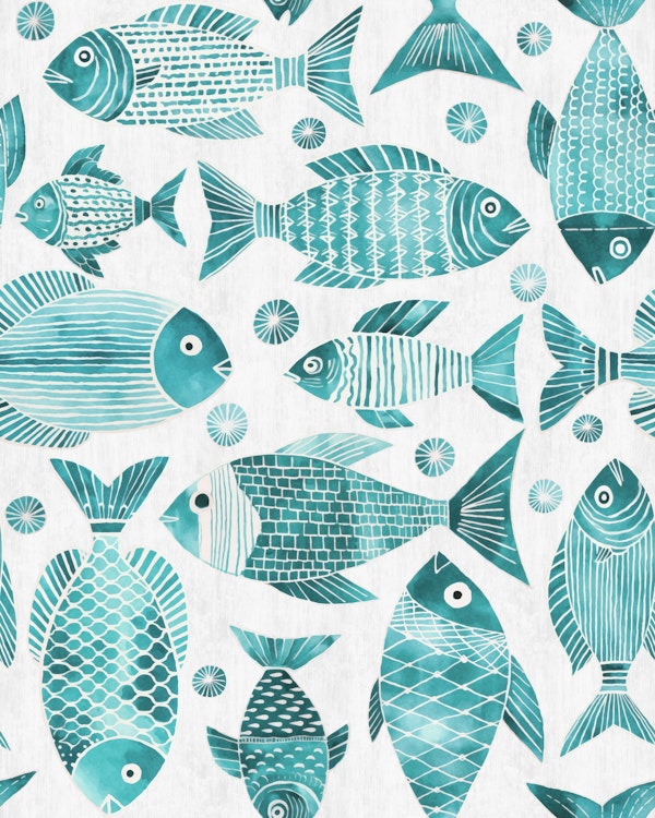 Underwater Fish Parade Turquoise