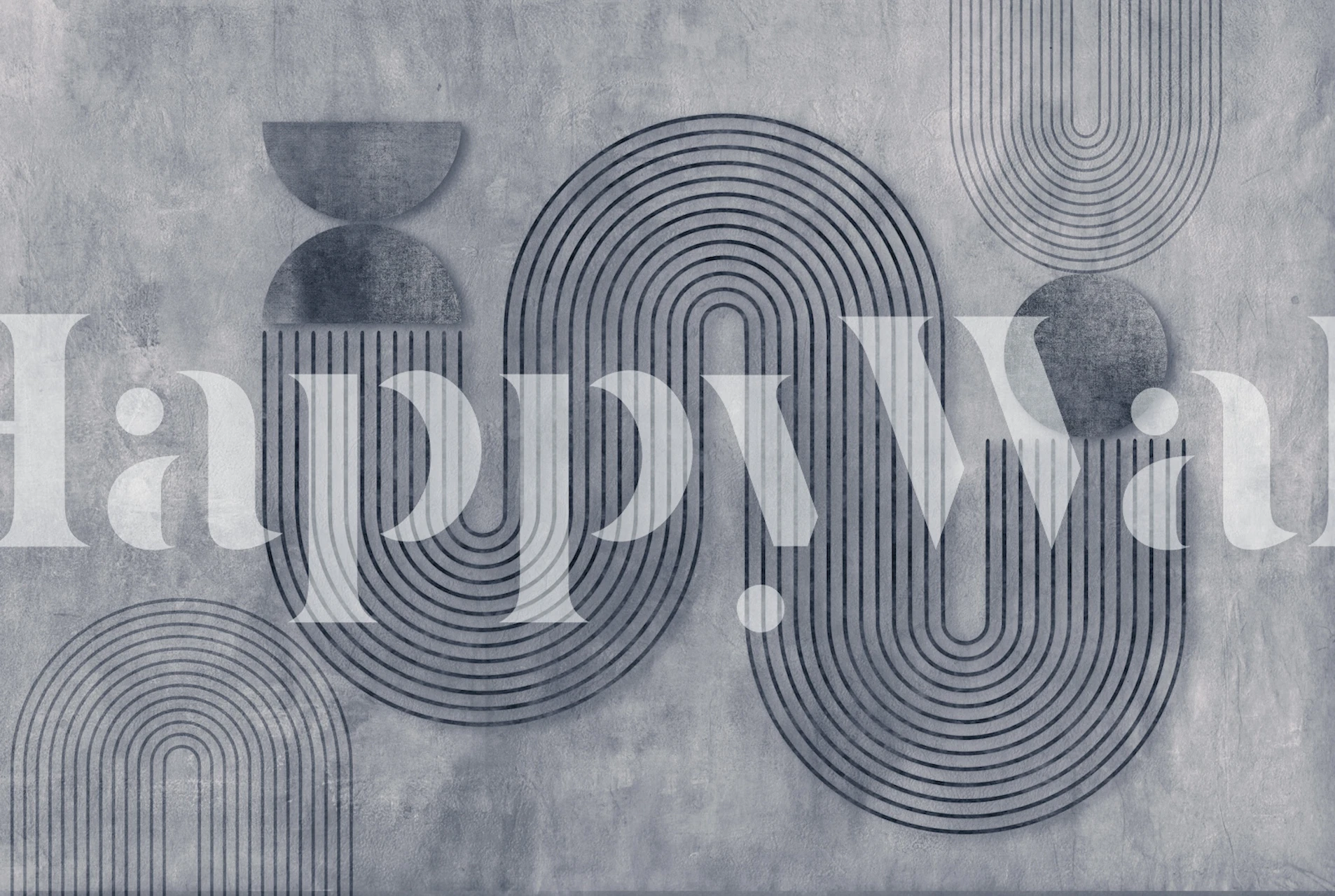 Dynamic Balance Modern Art Blue Grey Tapete in einem Raum