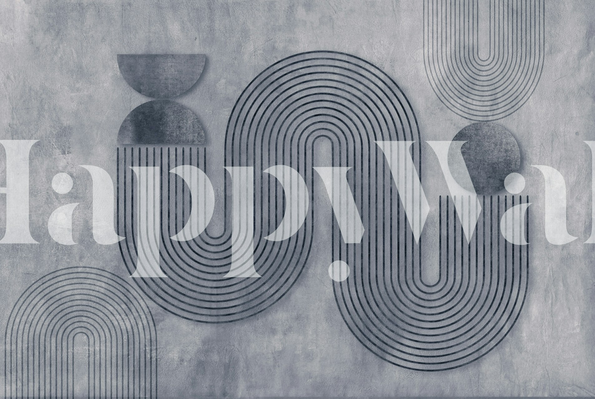 Dynamic Balance Modern Art Blue Grey wallpaper in a room