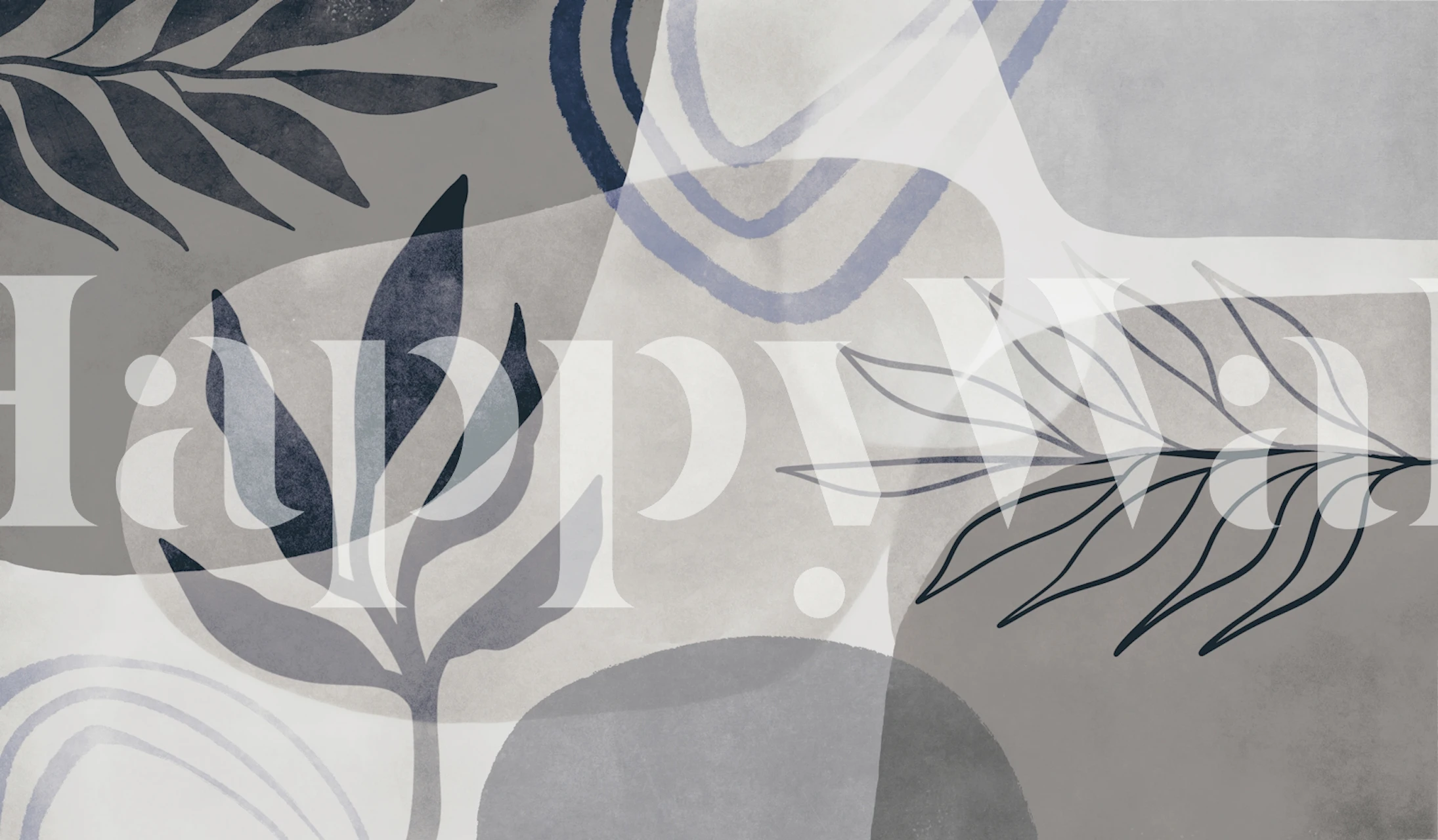 Abstract Botanic Shades Blue Beige wallpaper in a room