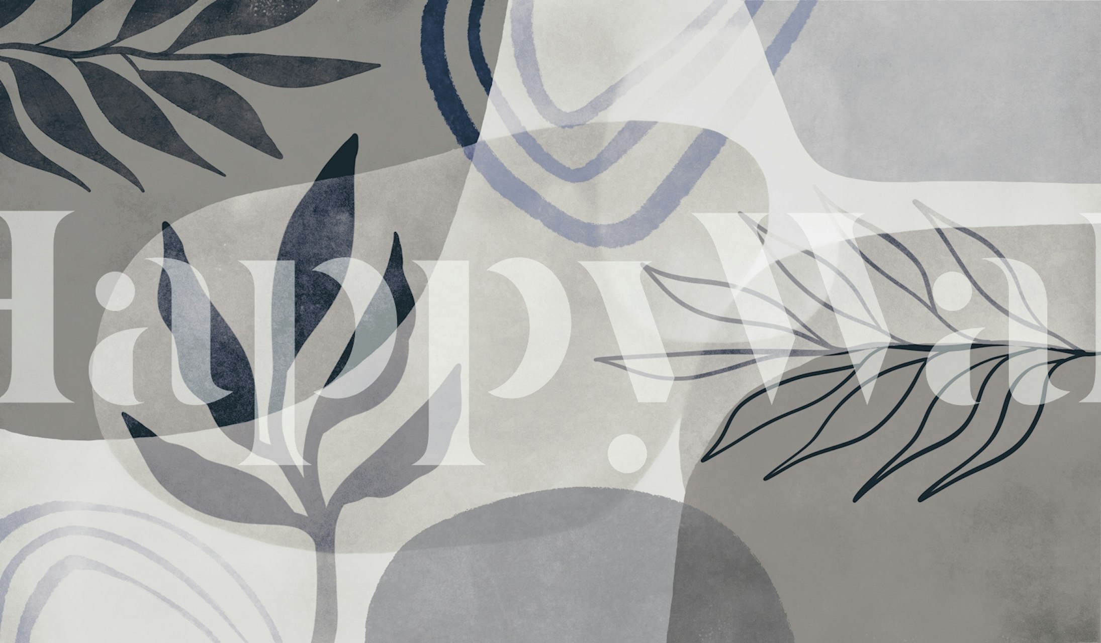 Abstract Botanic Shades Blue Beige papel pintado en una habitación