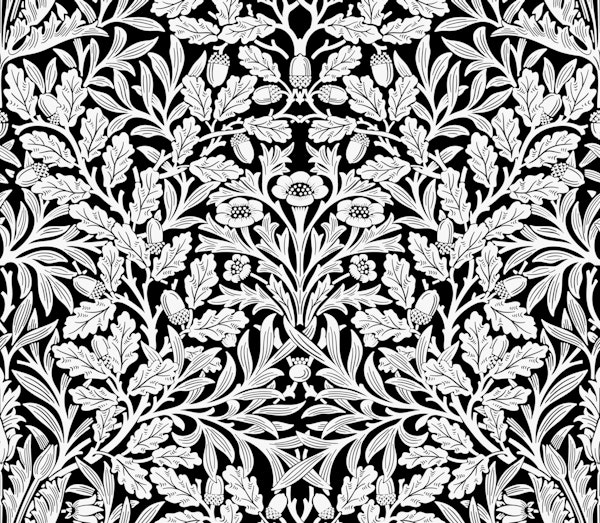 Victorian Acorn pattern 23 Black and White