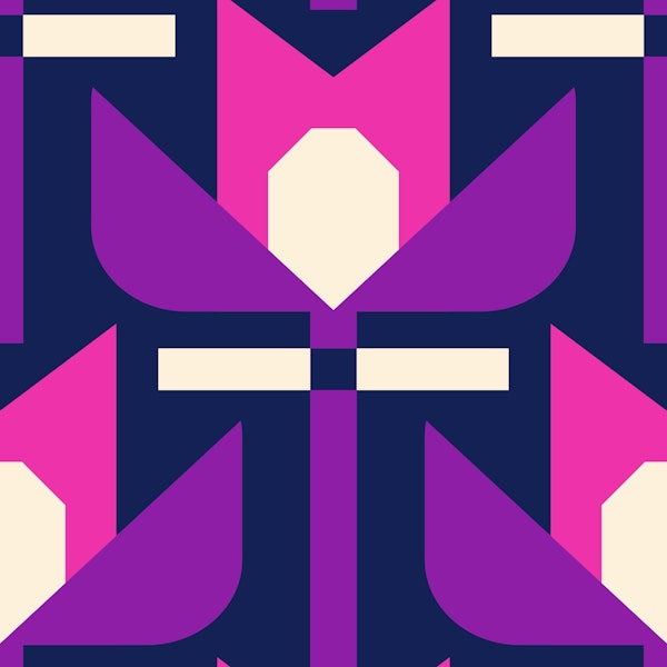 Modern Geometric Retro Pattern Purple 3262B