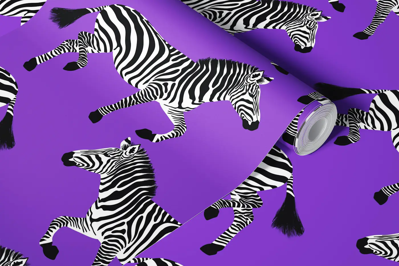 Zebra wallpaper 18 Deep Lilac wallpaper roll