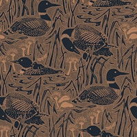 Rustic Lakeside Birds sepia wallpaper