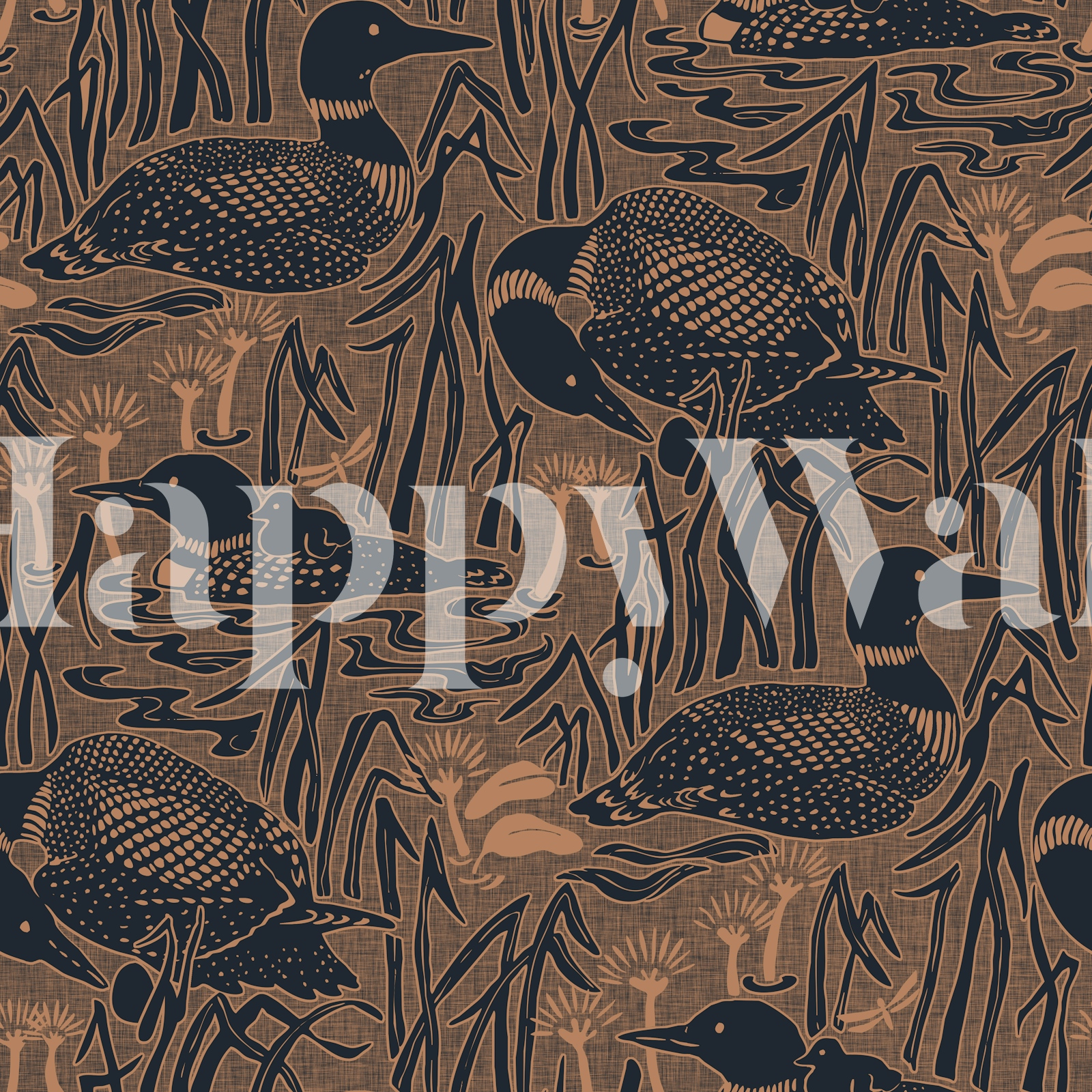 Rustic Birds Sepia Wallpaper for Natural Decor