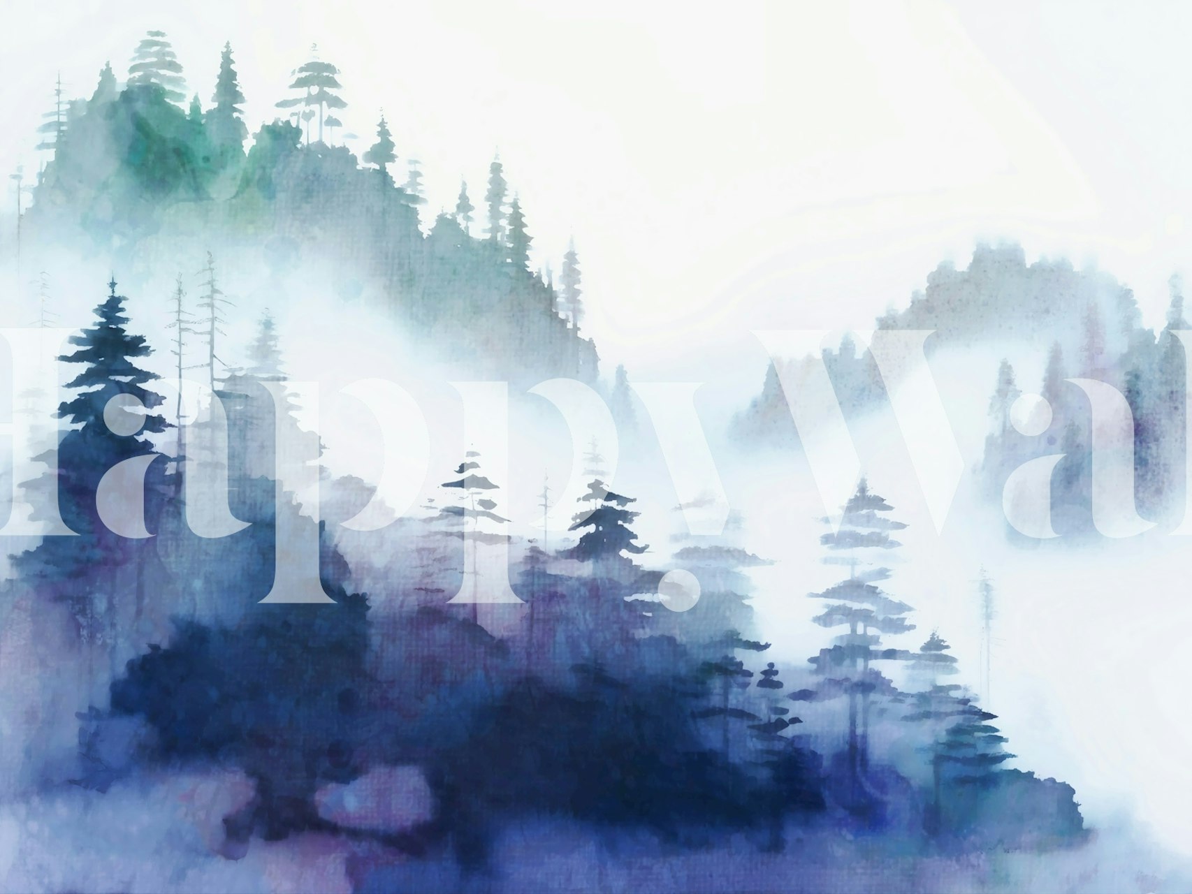 Ethereal Pine Mist behang in een kamer