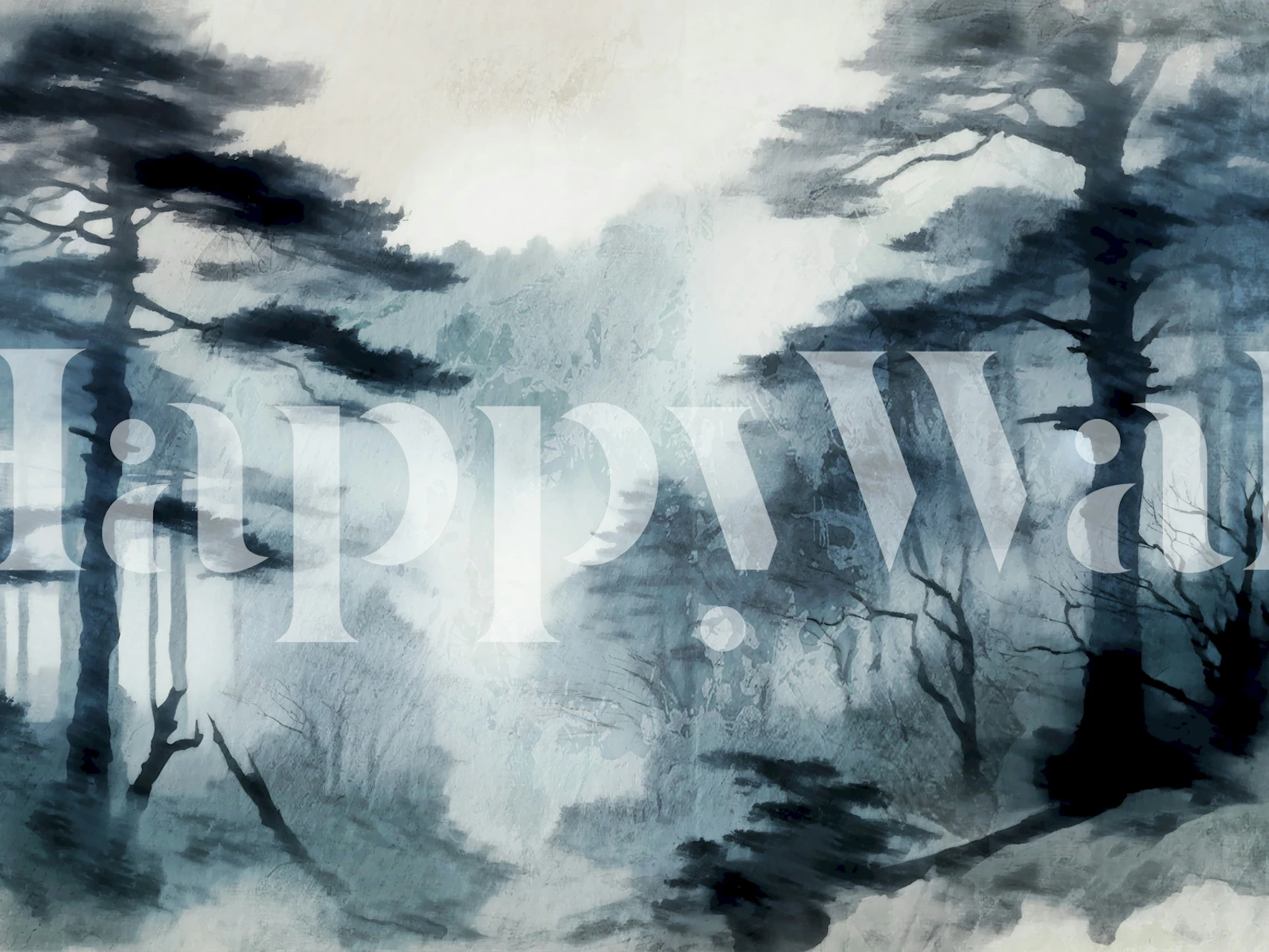 Enchanted Woodland Fog behang in een kamer