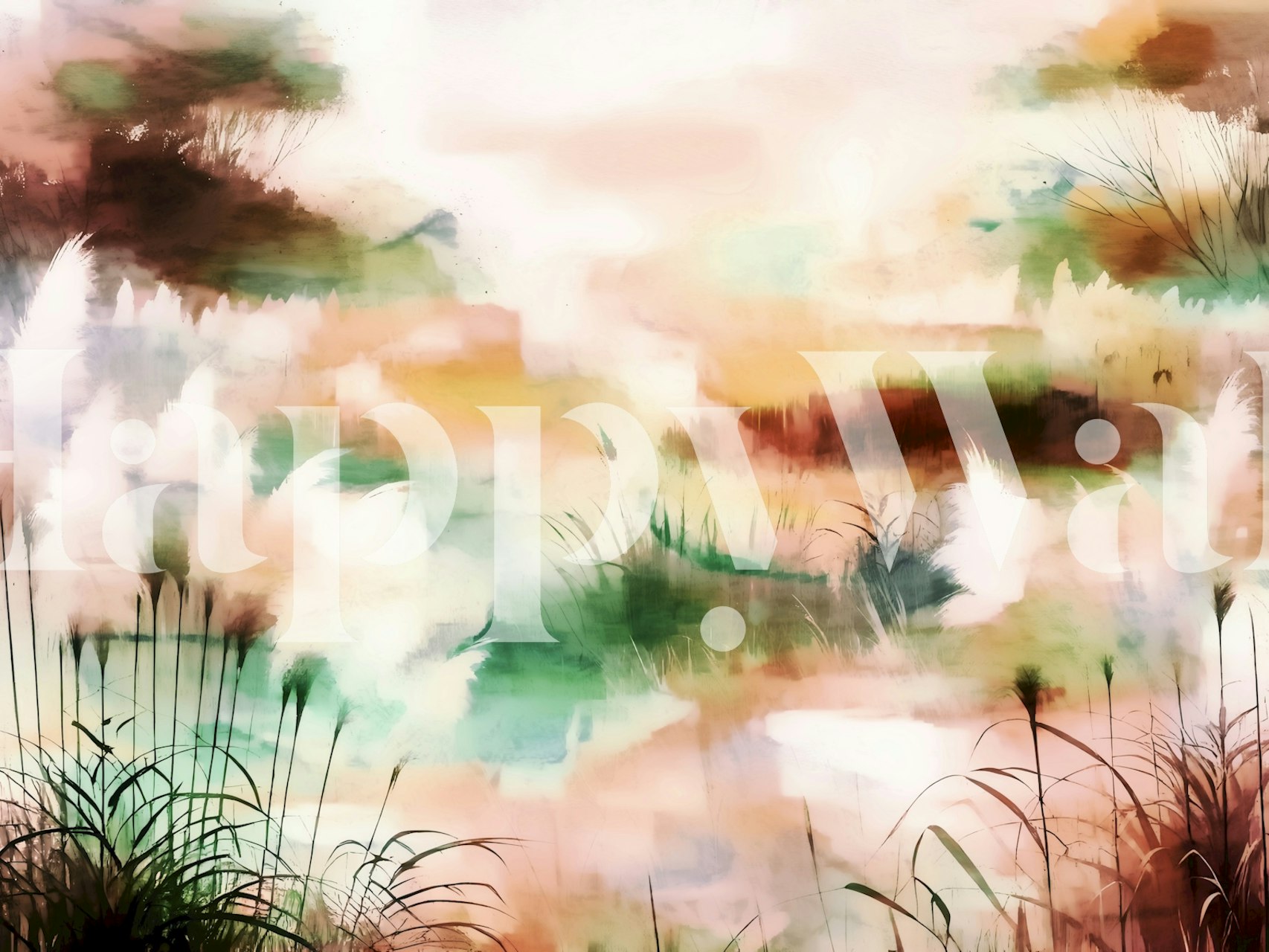 Pastel abstract grass fields with soft hues and gentle brush strokes wallpaper