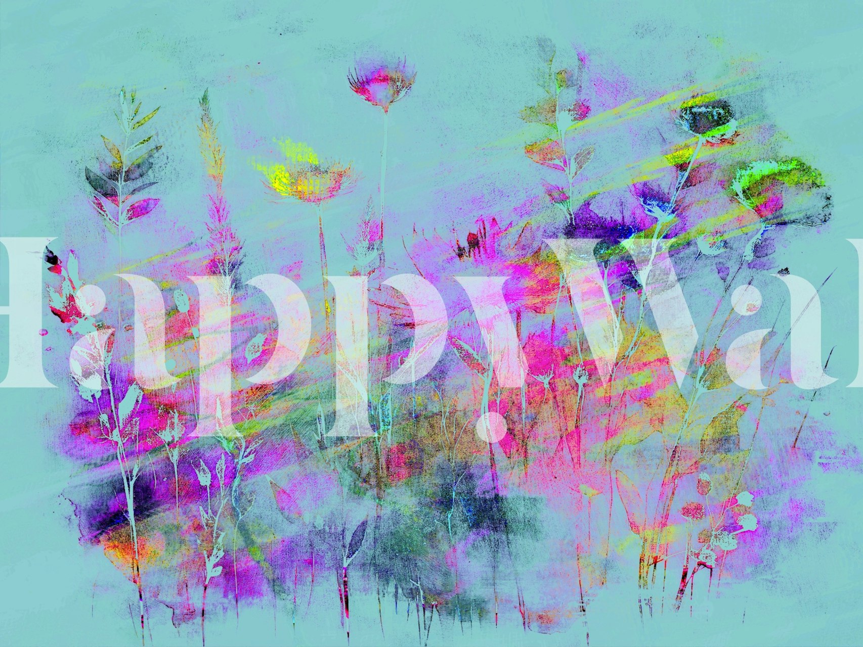 Vibrant floral wallpaper in a room