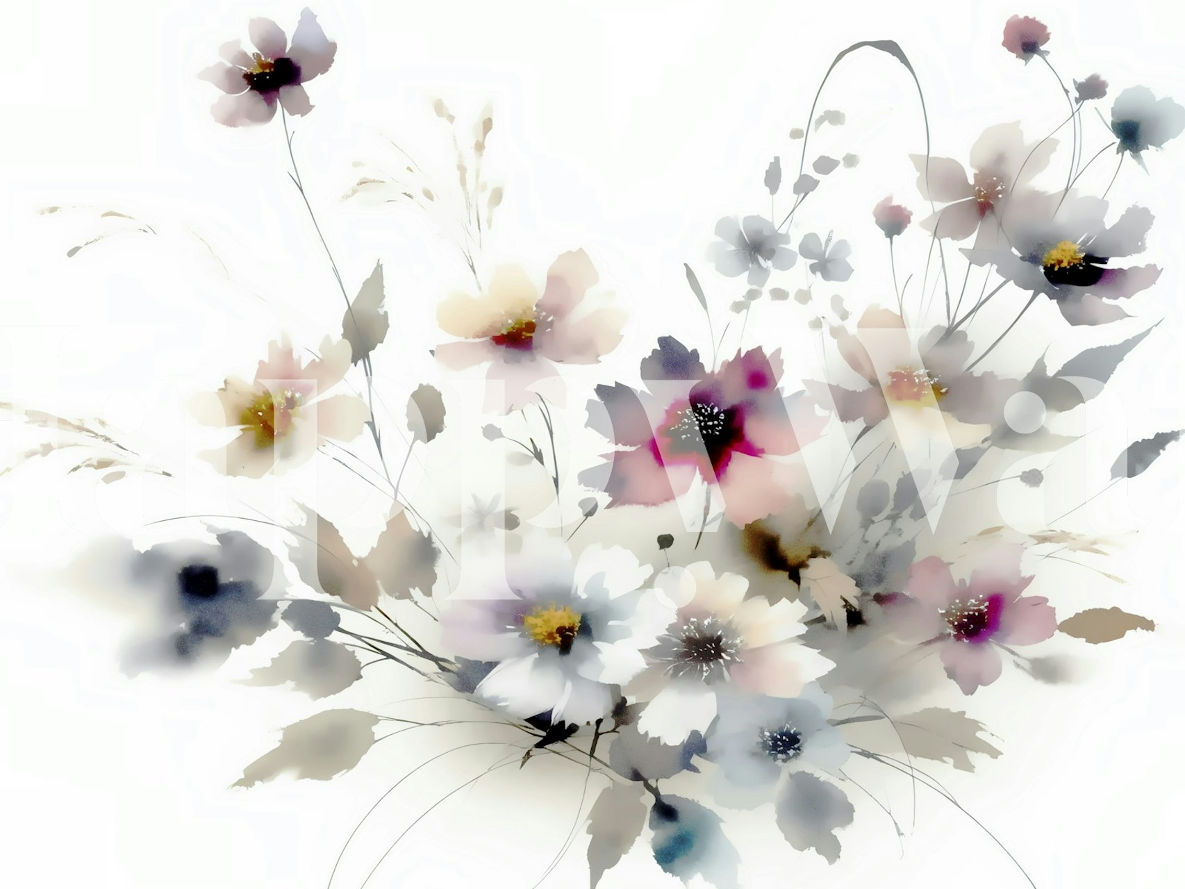 Soft watercolor floral design in pastel colors wallpaper