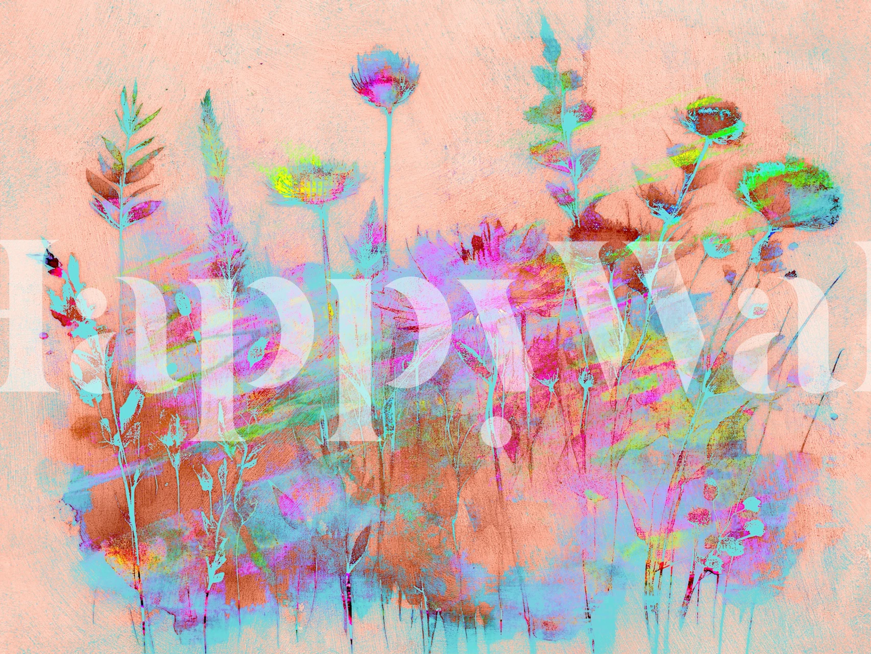 Bohemian floral wallpaper in a room