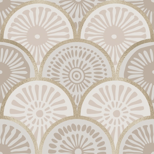 Refined Bohemian Scallop Shapes Warm Beige