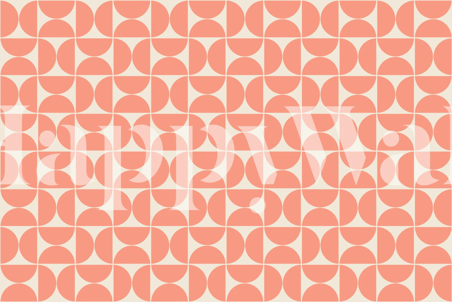 Geometric pattern in soft coral and cream colors mid-century modern wallpaper