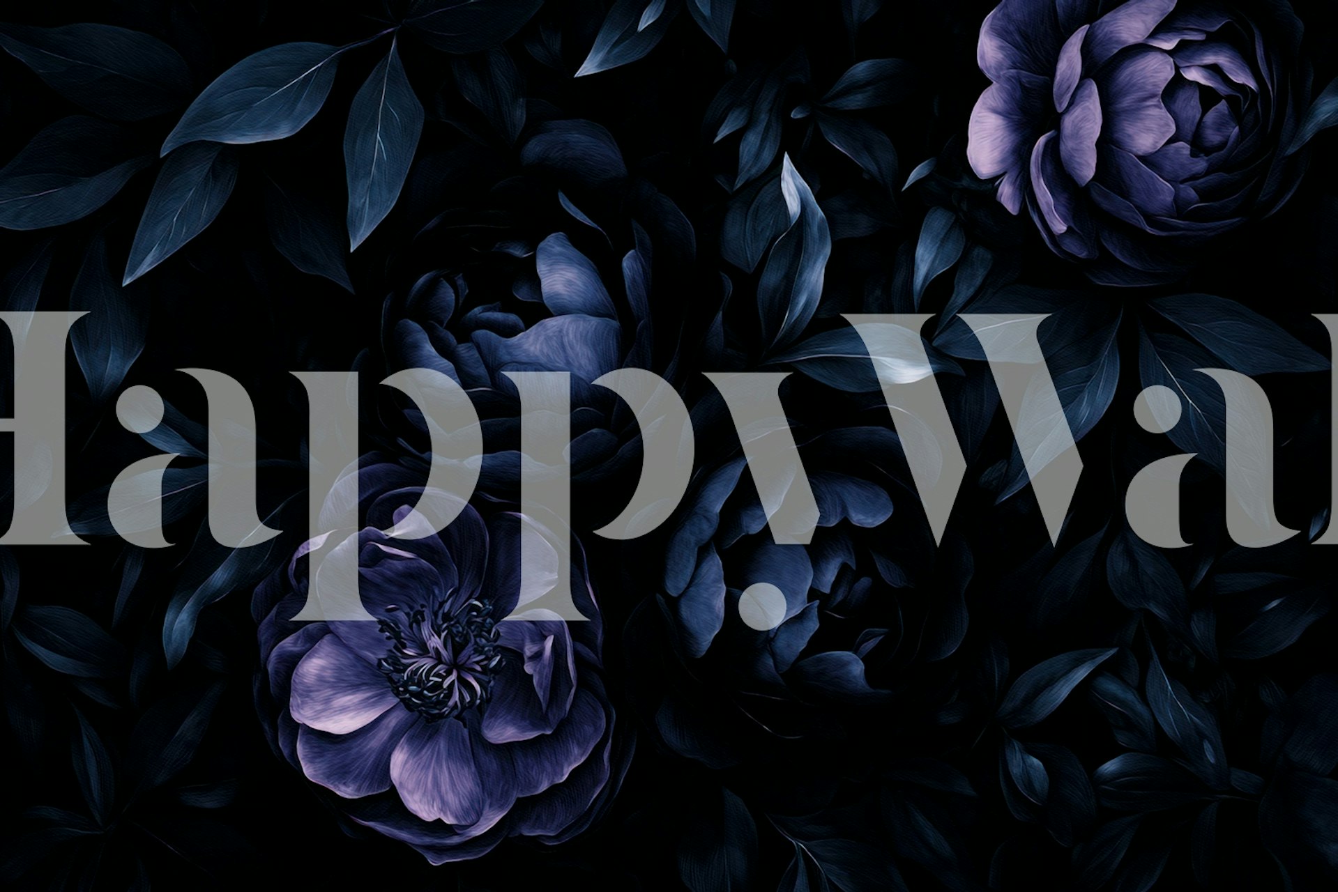 Ταπετσαρία Deepest Black Baroque Night Garden σε ένα δωμάτιο