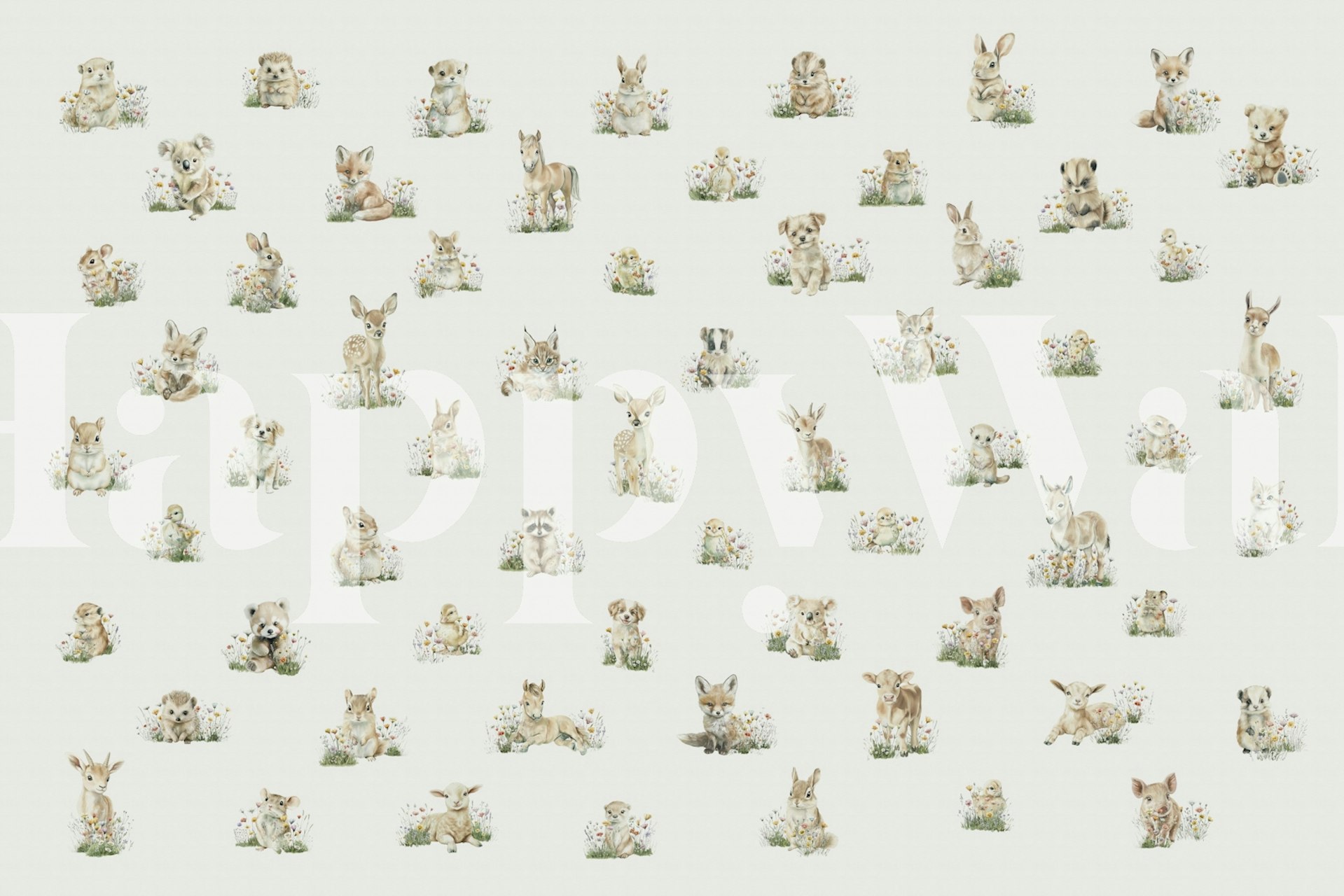 Baby animal wallpaper design in a room