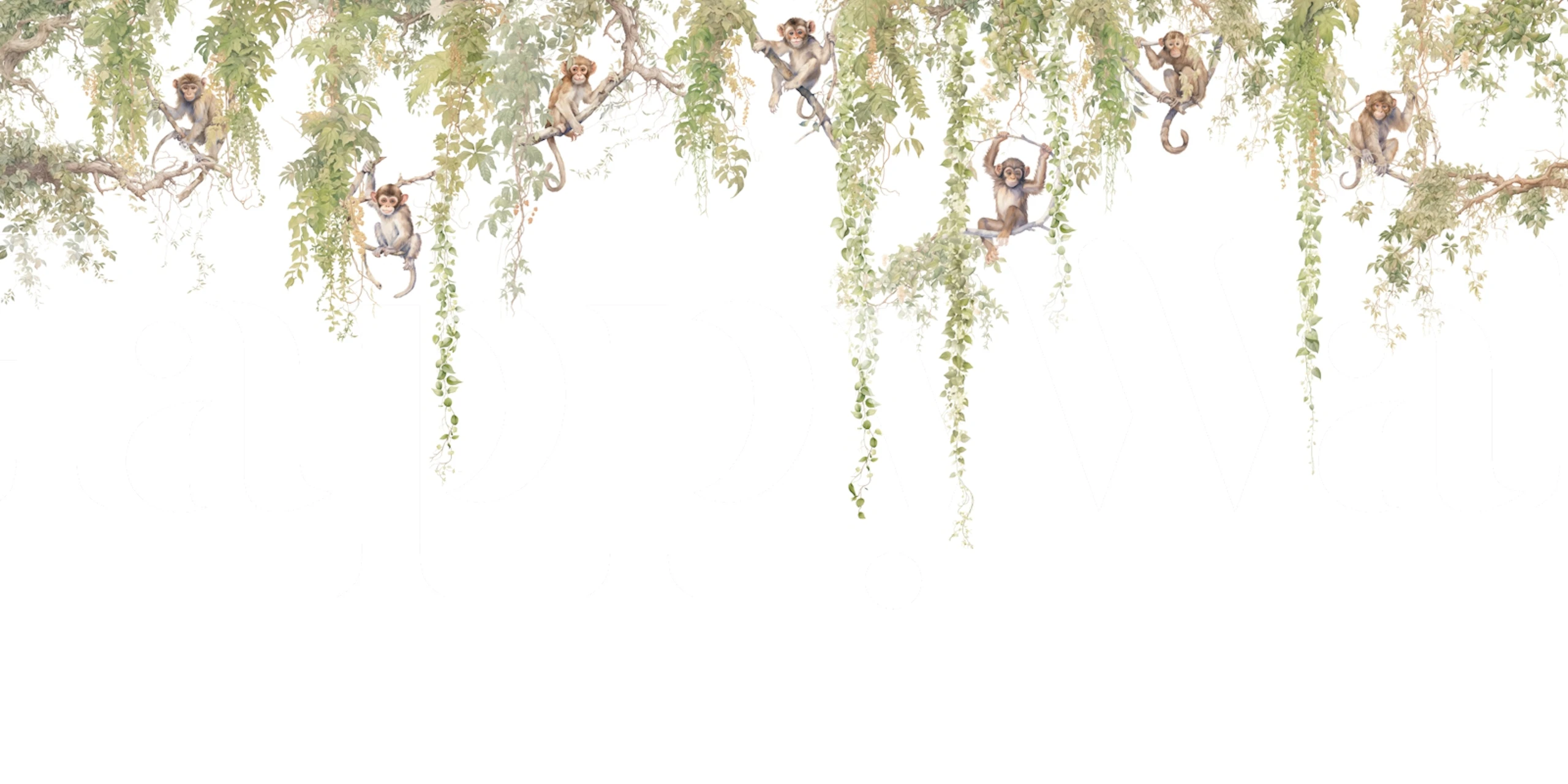 Monkey Business White wallpaper in a room