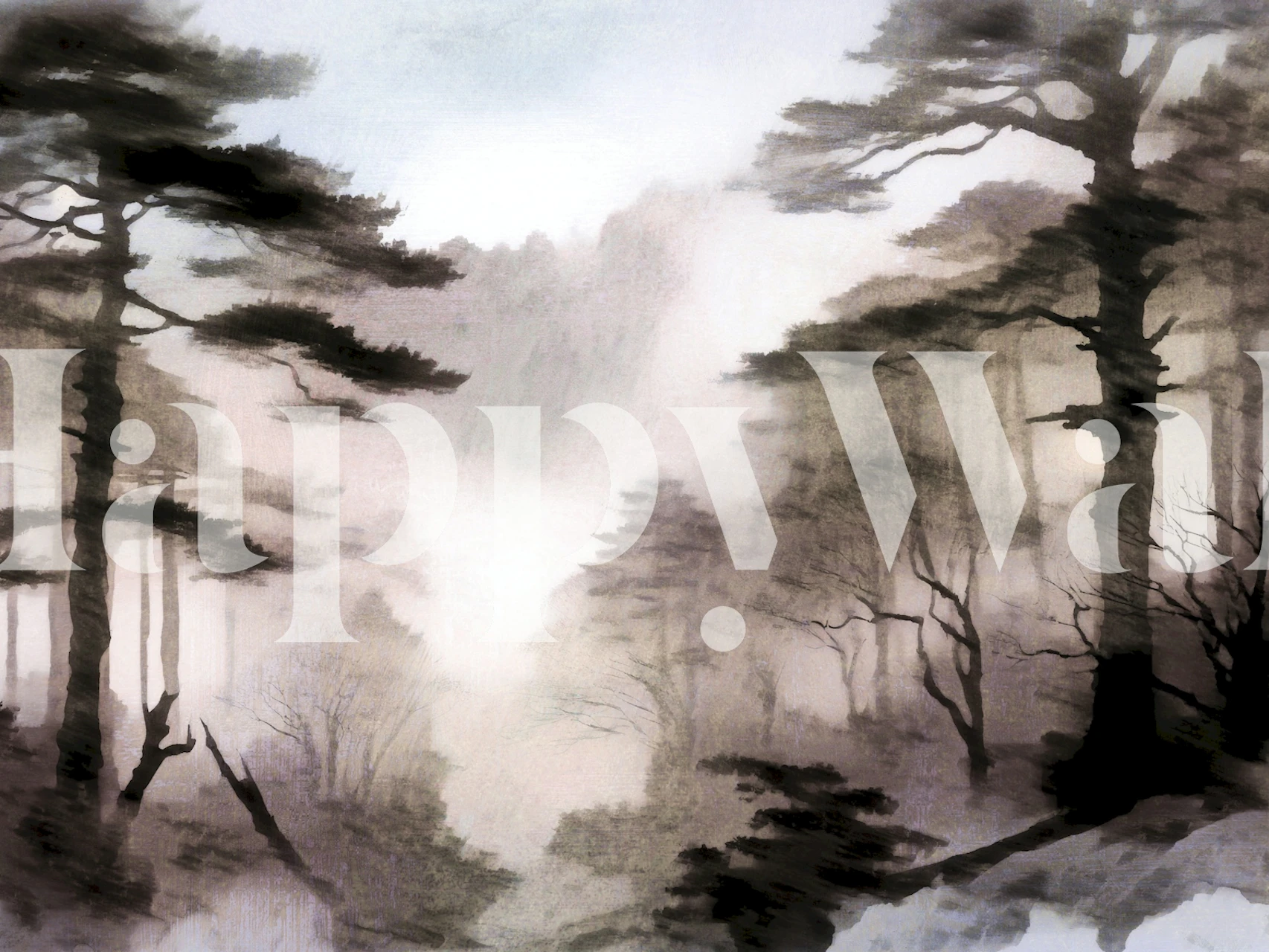 Návrh tapety Woodland Silence v místnosti