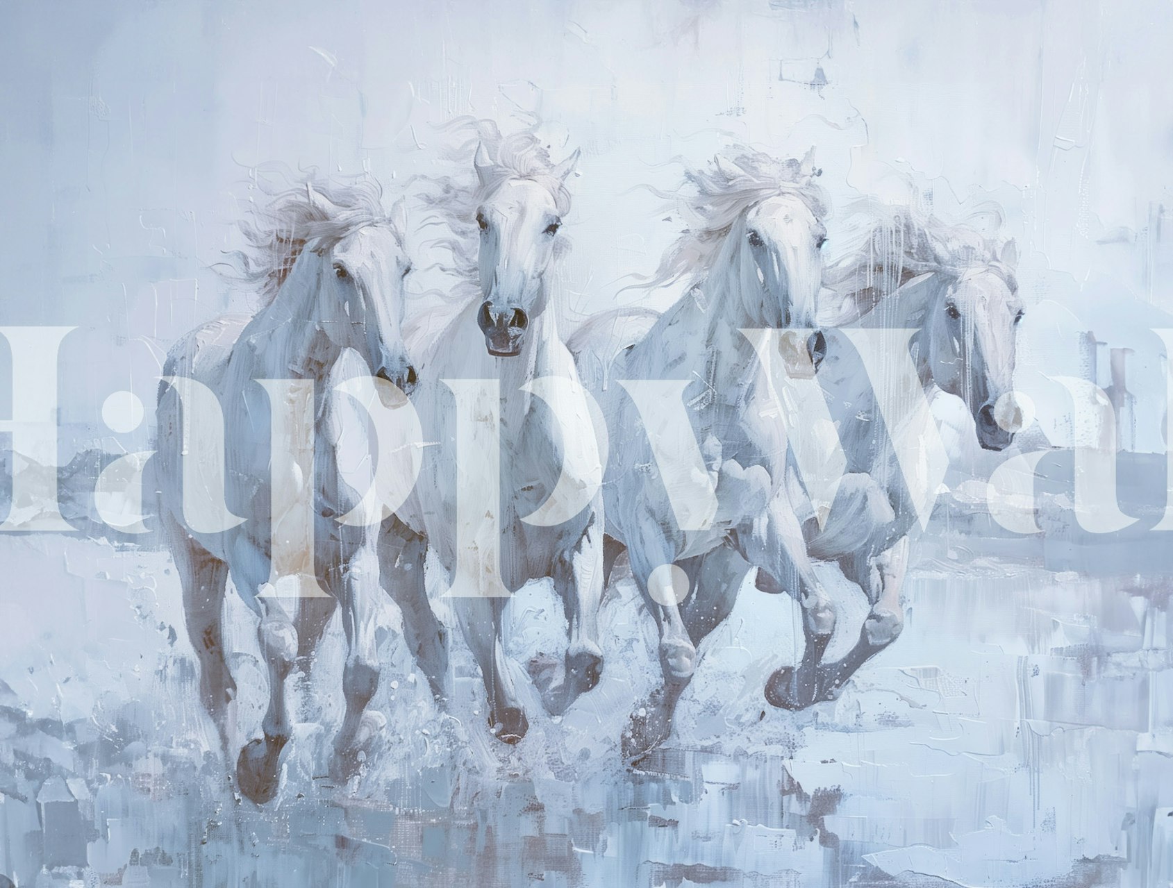 Wild Majestic Horses wallpaper in a room