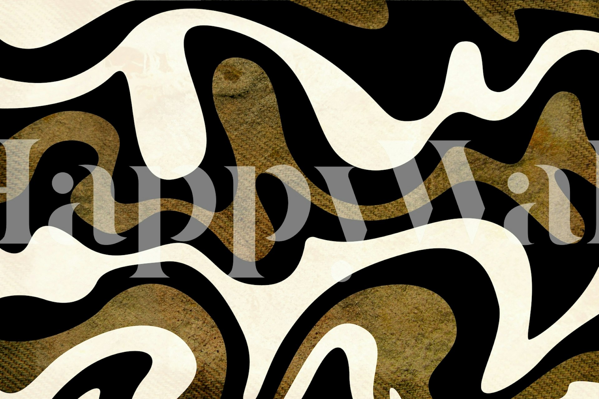 Abstract black and white wavy patterns wallpaper