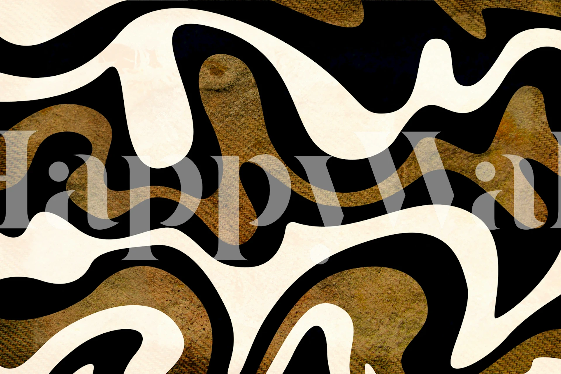 Motif abstrait en noir et blanc avec formes ondulées wallpaper