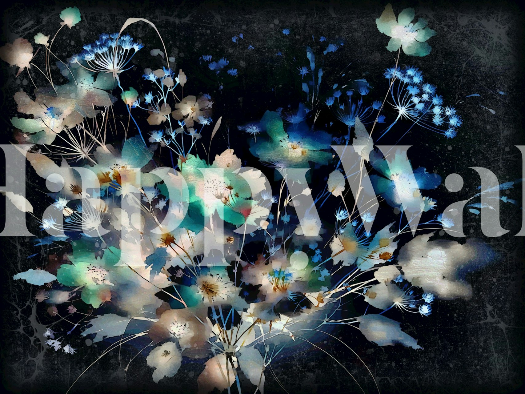 Botanical Dreamscape-behang dat in een kamer wordt weergegeven