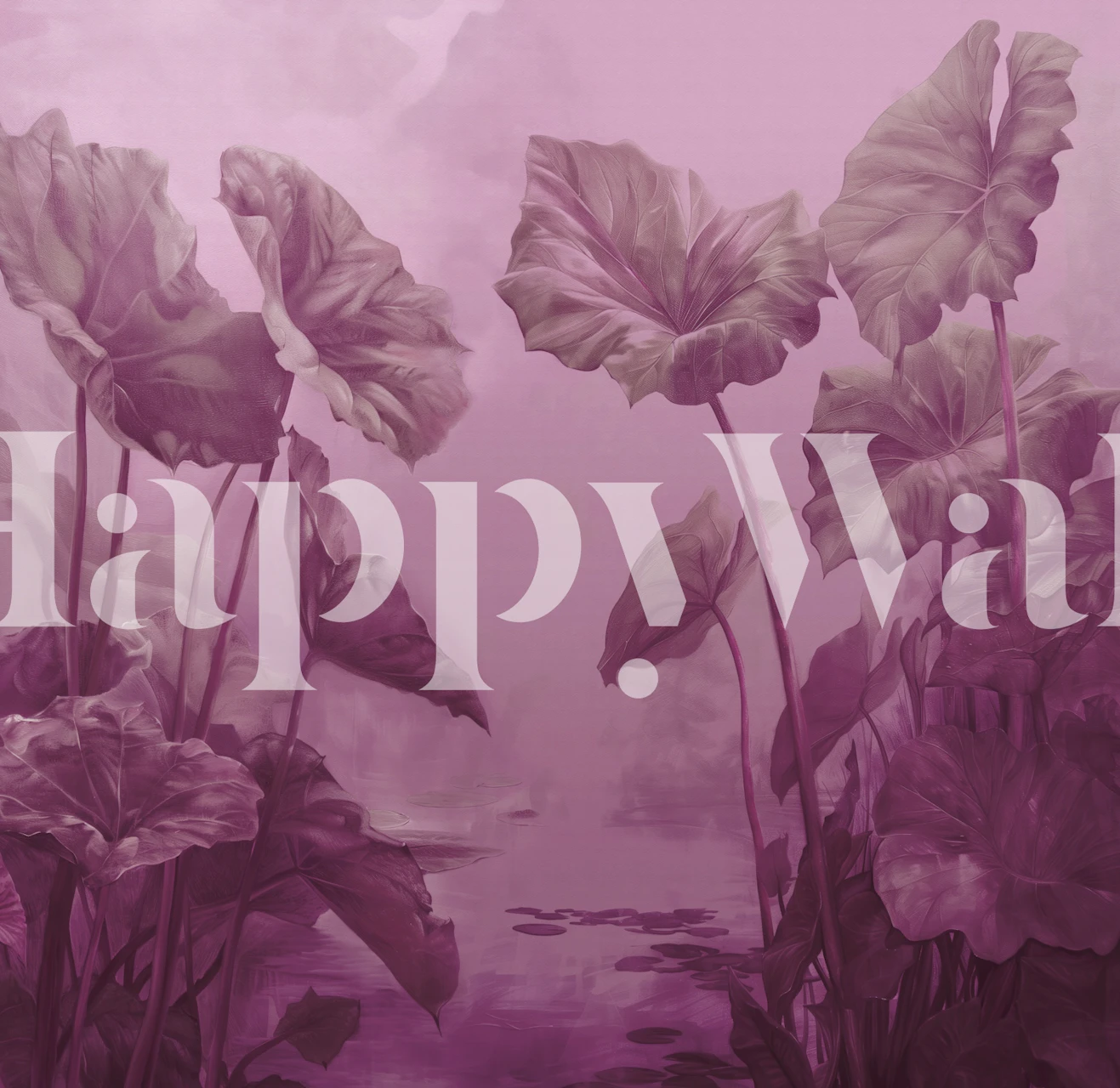 Leafy Lagoon - Pink carta da parati in una stanza