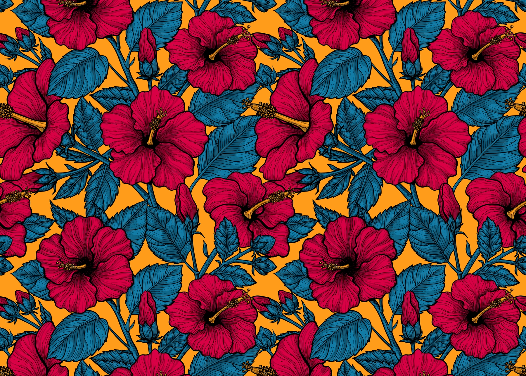 Hibiscus Flowers 1 Wallpaper - Happywall
