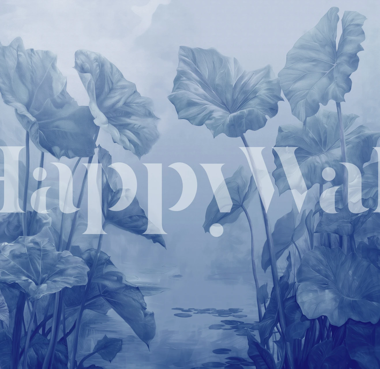 Leafy Lagoon diseño de papel pintado azul