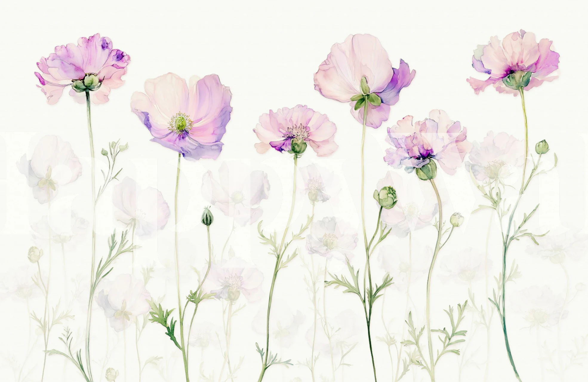 Soft pink floral wallpaper design