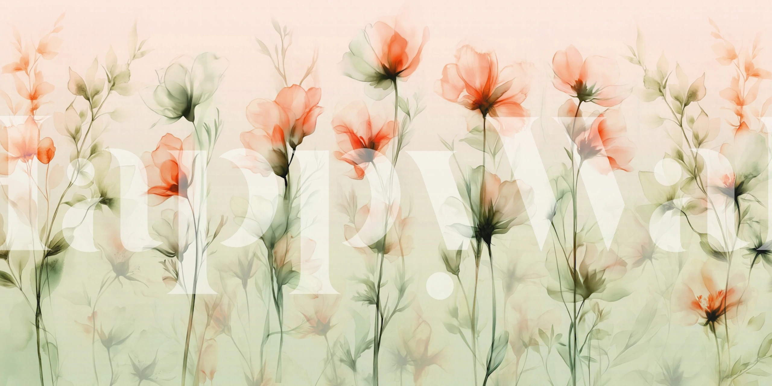 Translucent Garden red wallpaper in a room