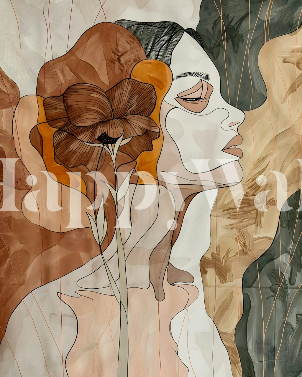 Contours of Woman 10 wallpaper design in a room