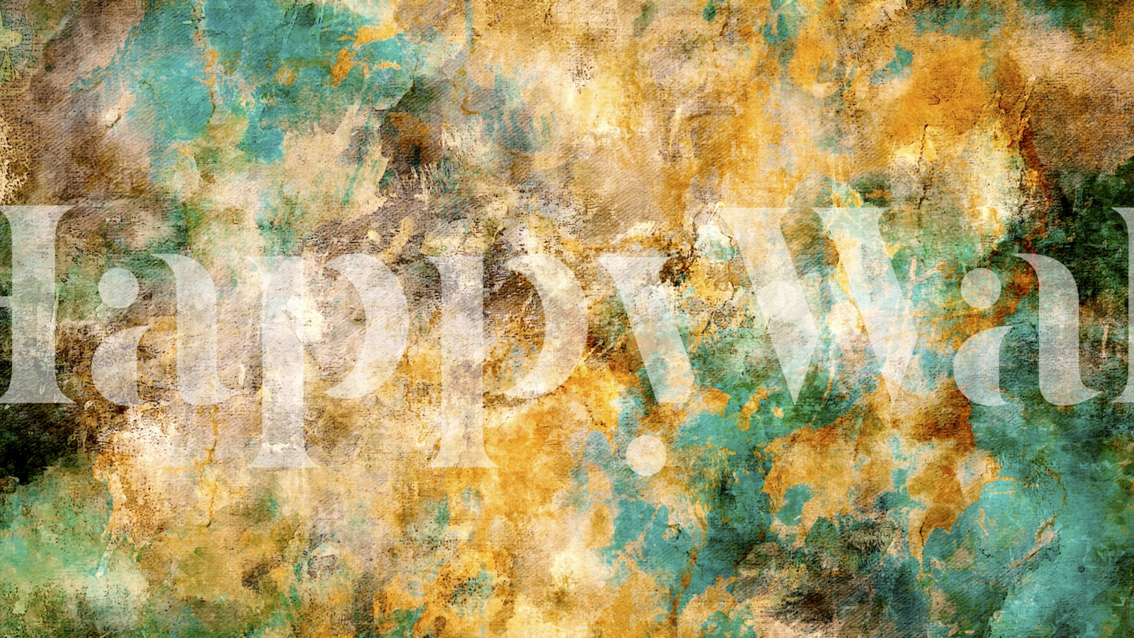 Abstract mural featuring blue and gold hues in a textured style wallpaper