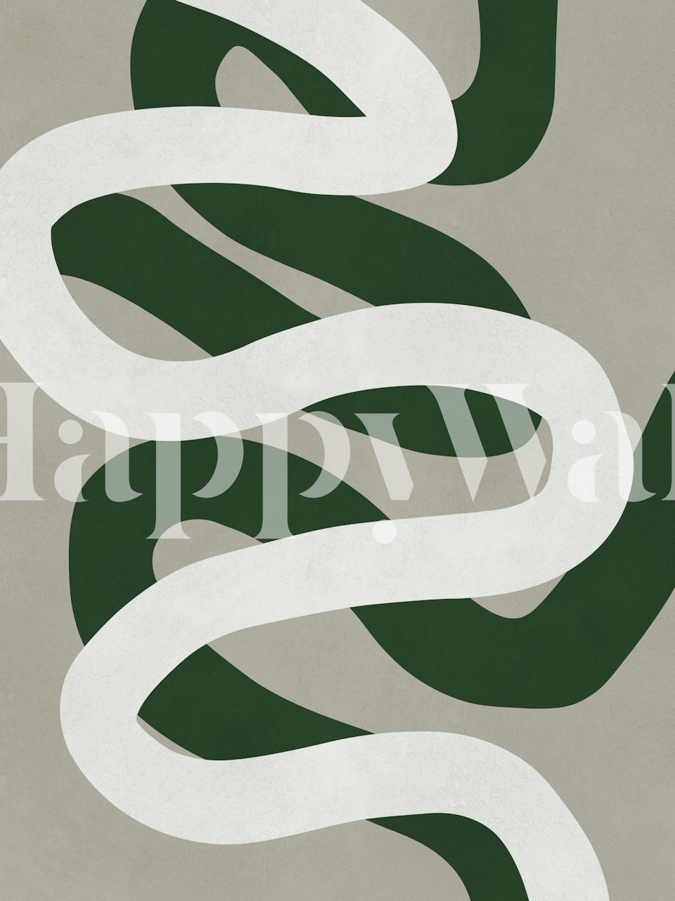 Abstract green and white ribbons wallpaper with curved shapes