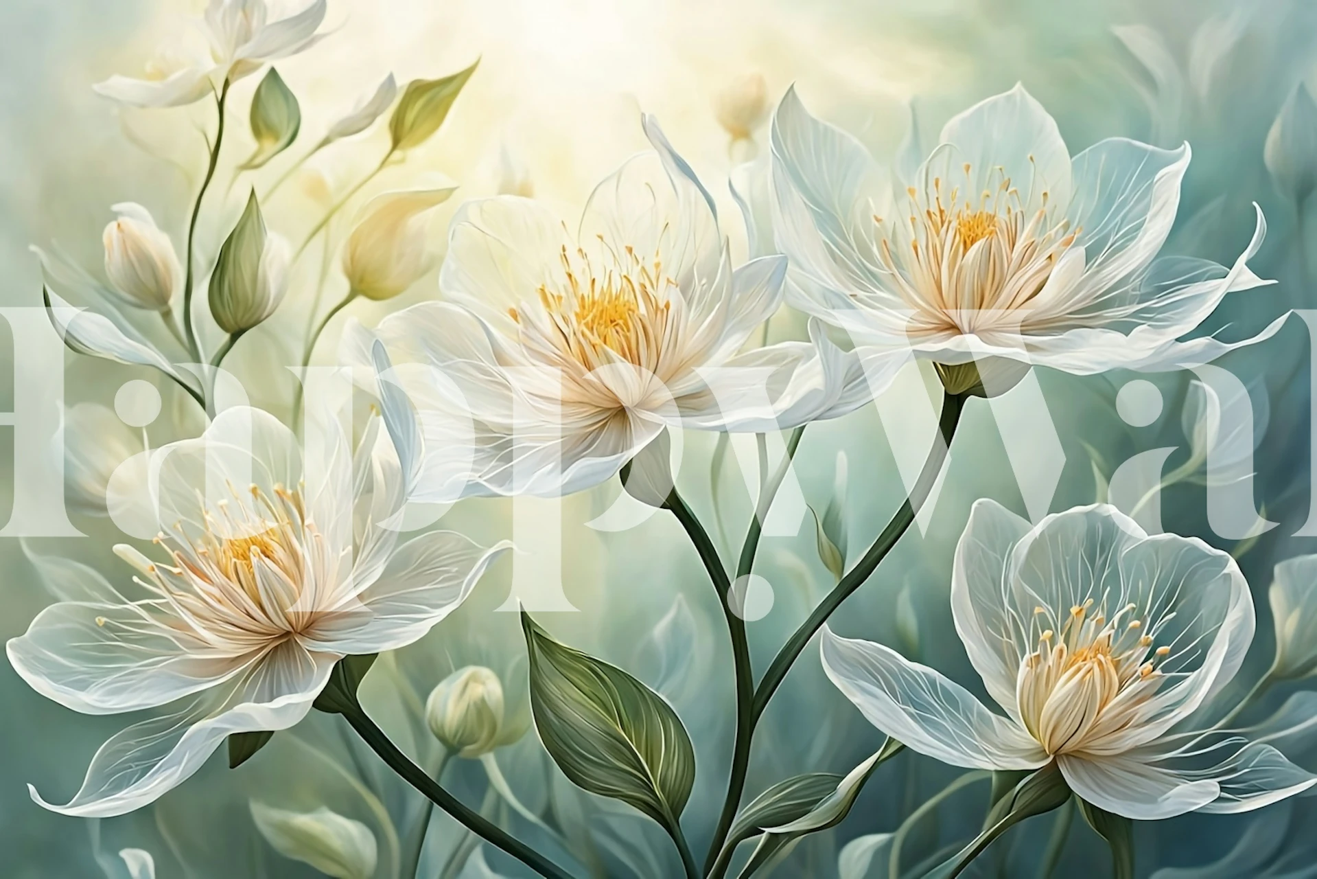 Luminous Petal Dance wallpaper in a room