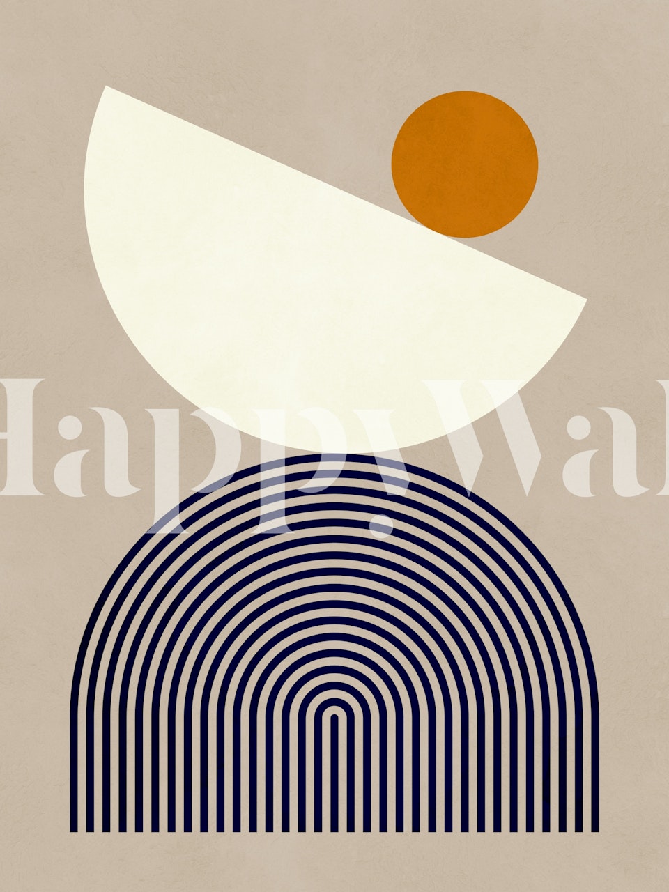 Geometric shapes with cream and orange colors on a beige background wallpaper