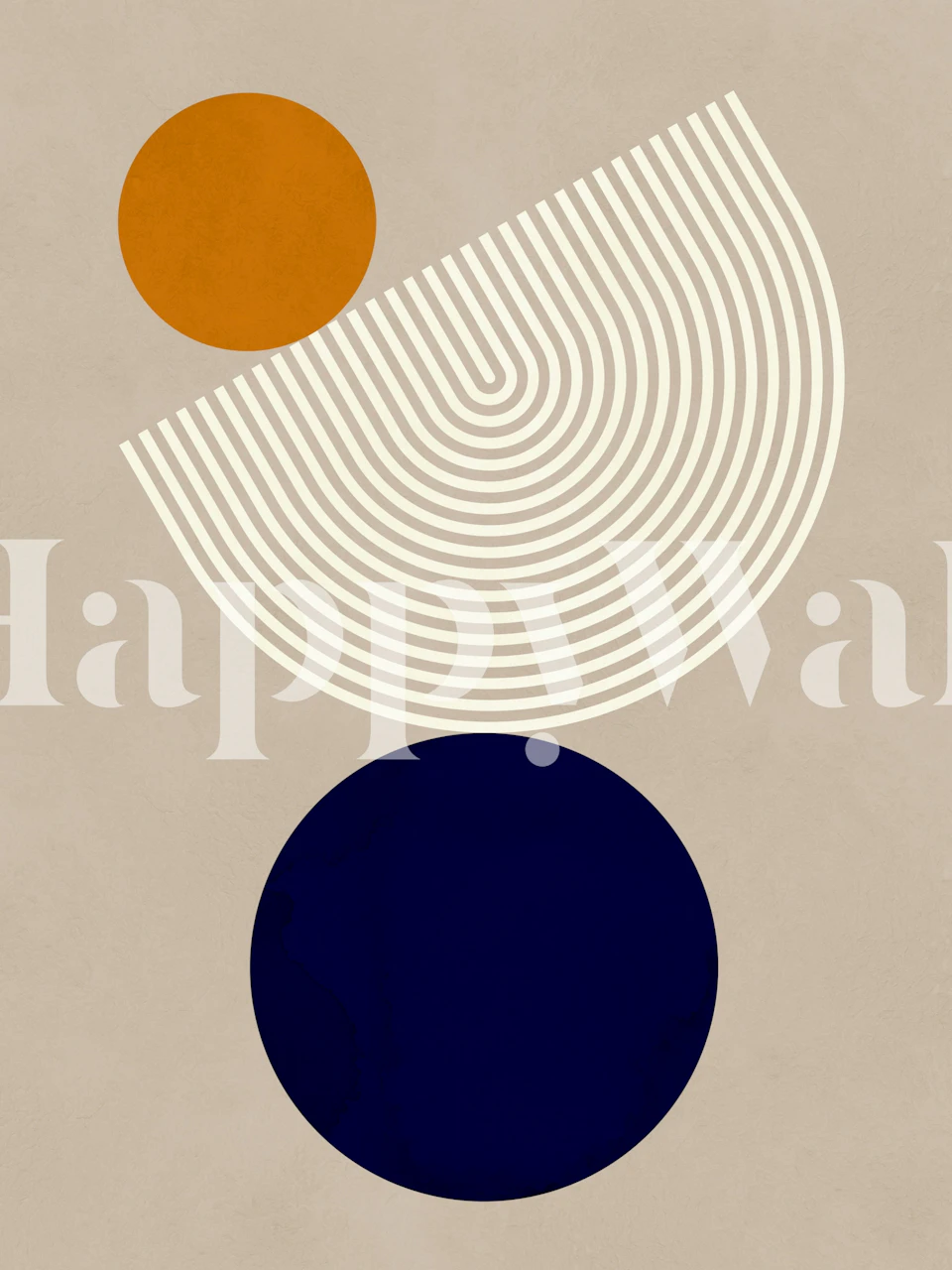 Contemporary sphere art wallpaper in a room