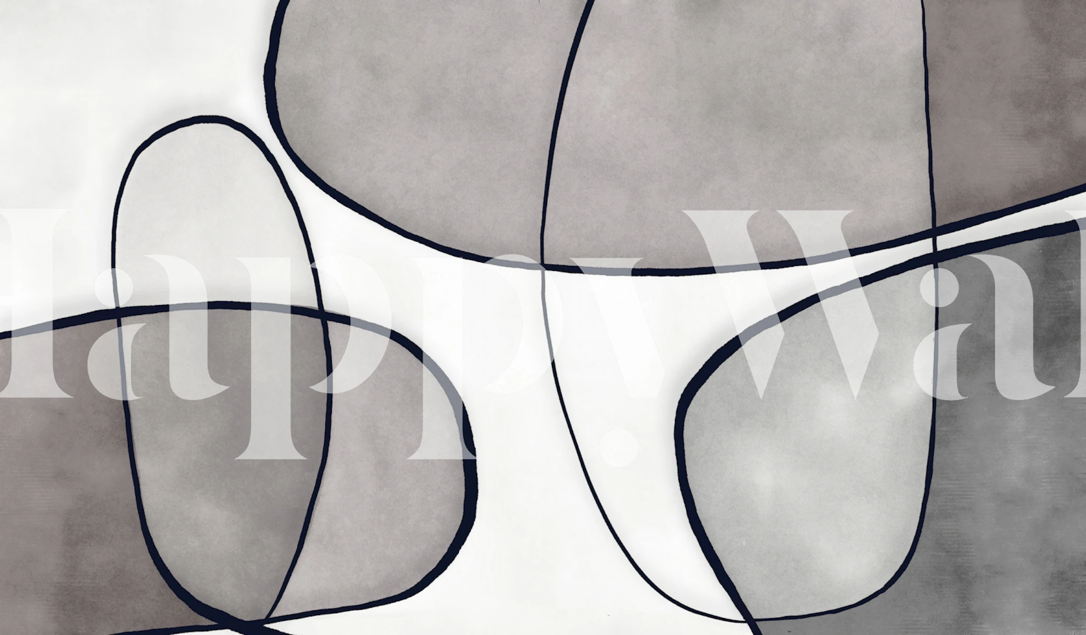 Elegant Gray Contour Lines behang in een kamer