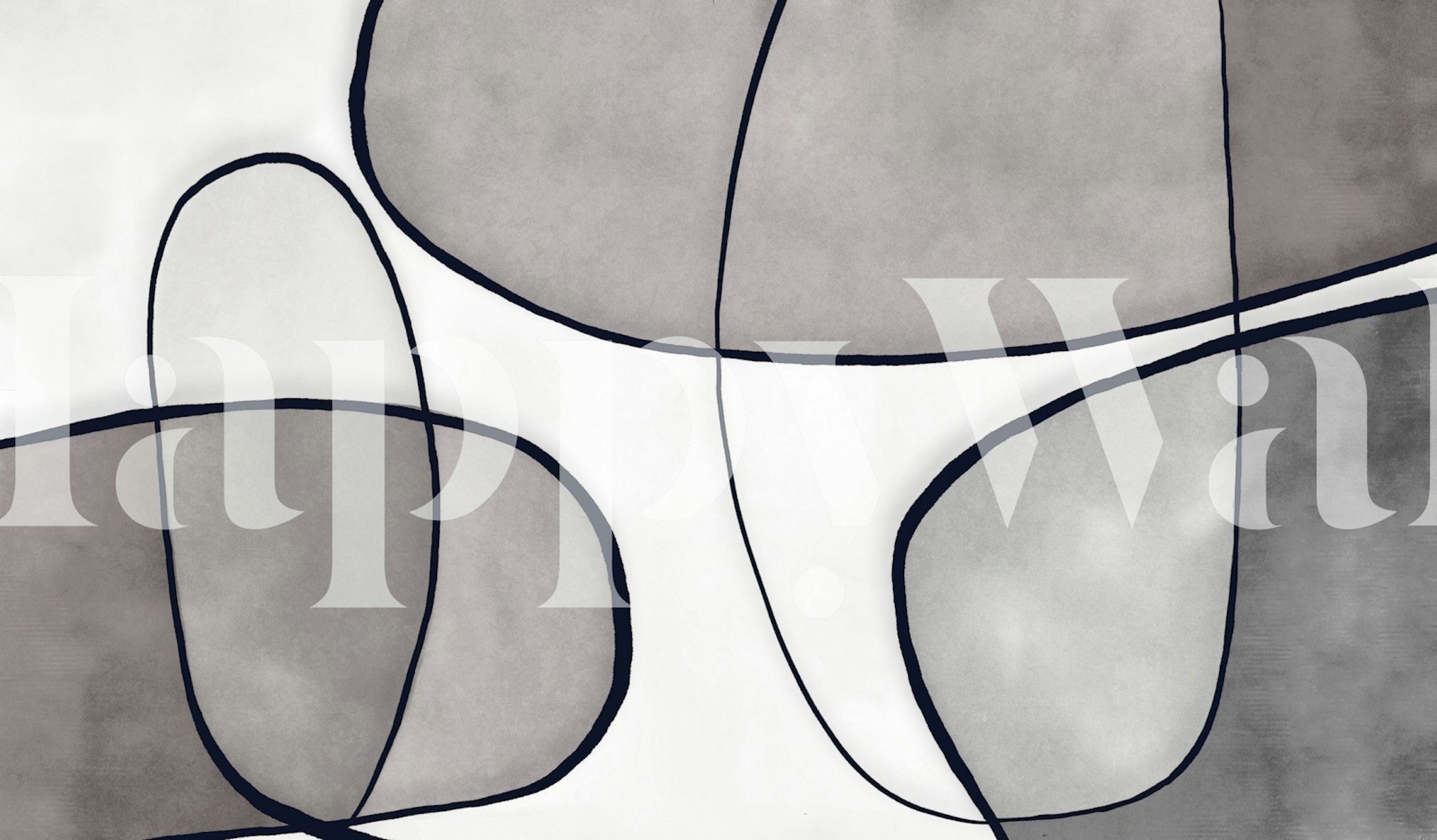 Papel pintar Elegant Gray Contour Lines en una habitación