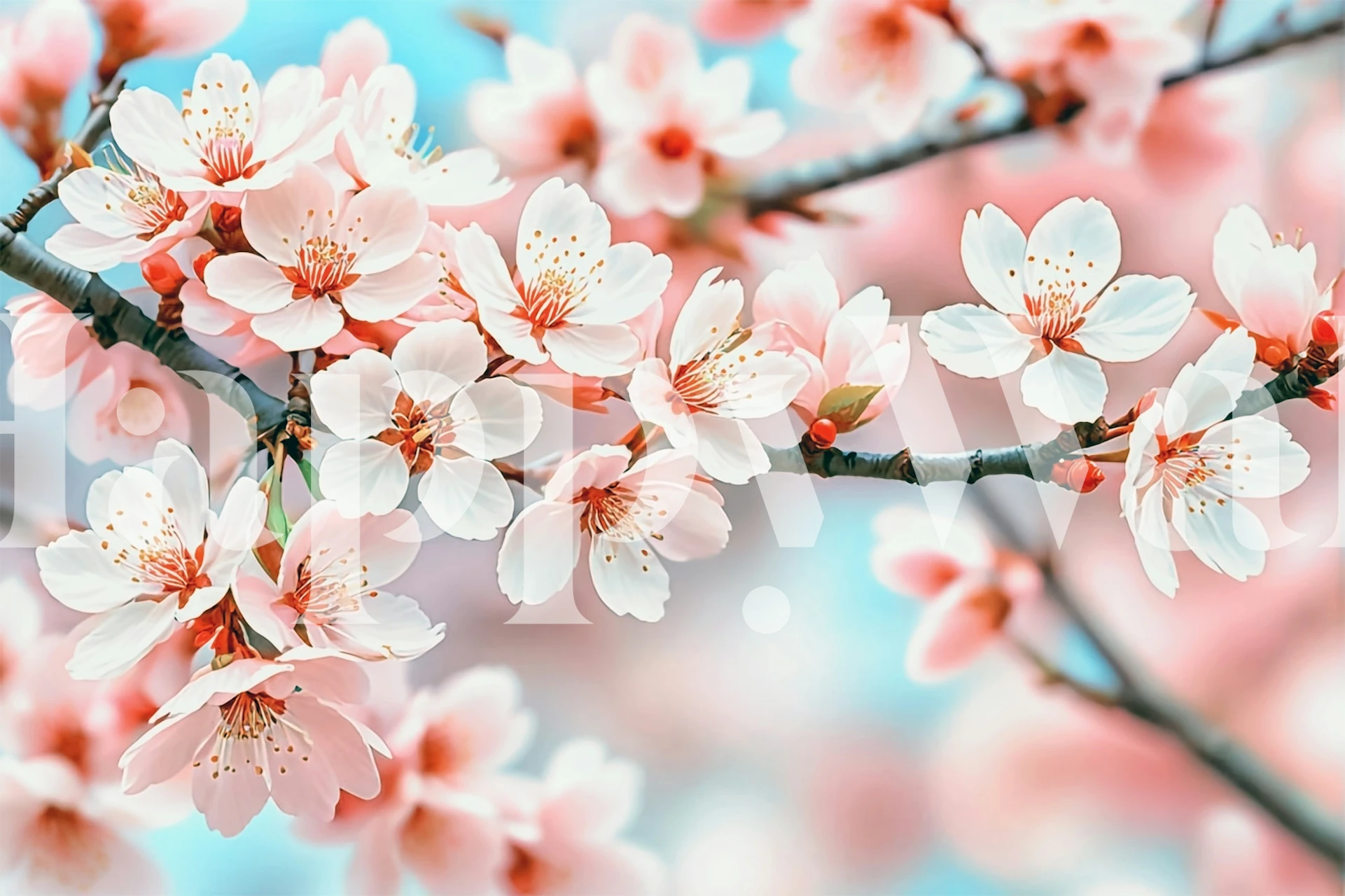 Cherry blossoms wallpaper in a room