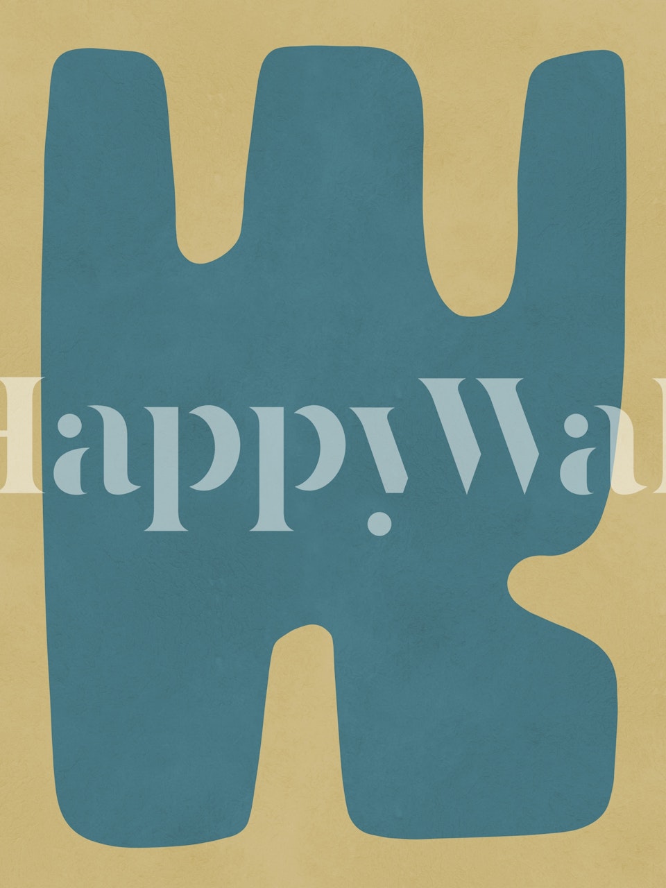 Teal abstract shapes on a yellow background wallpaper