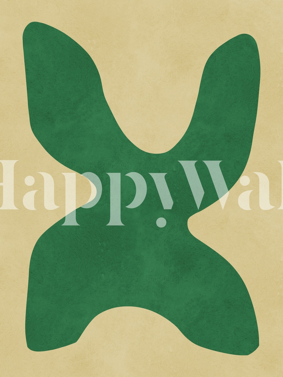 Green abstract shapes on a soft yellow background wallpaper