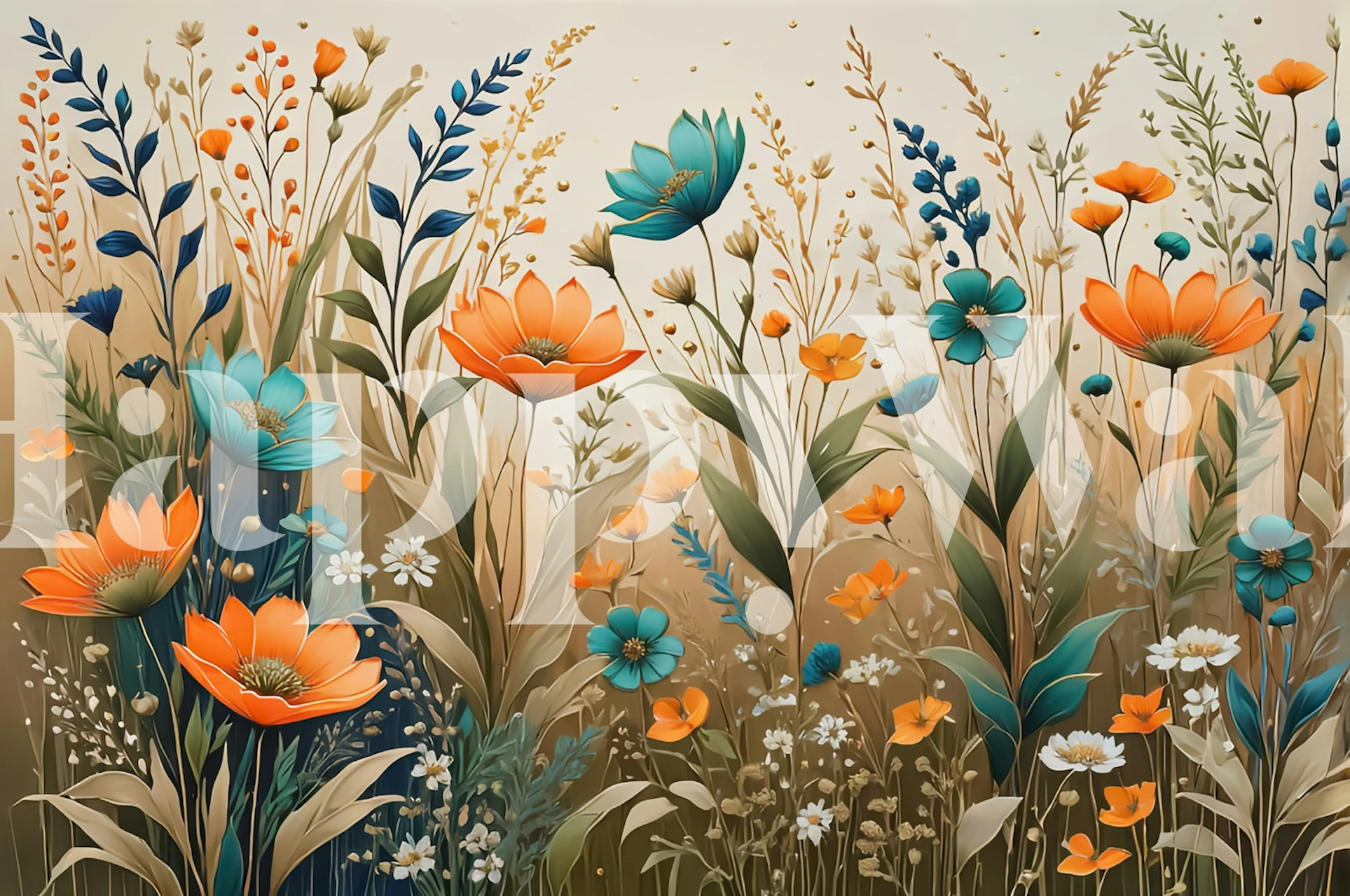 Zidna obloga Golden Flora Essence u sobi