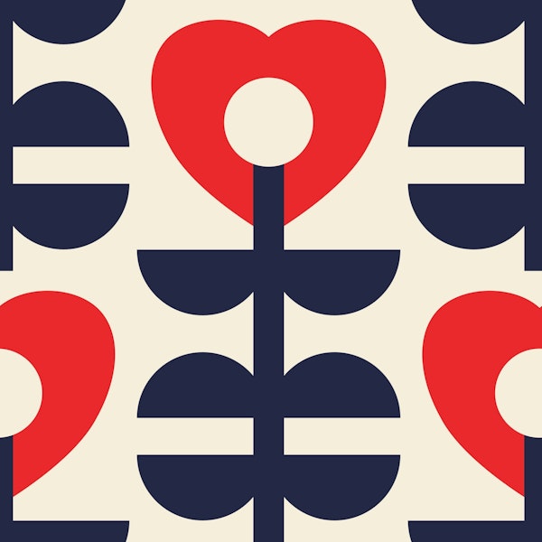 Modern Love Hearts Flowers Pattern 3263A