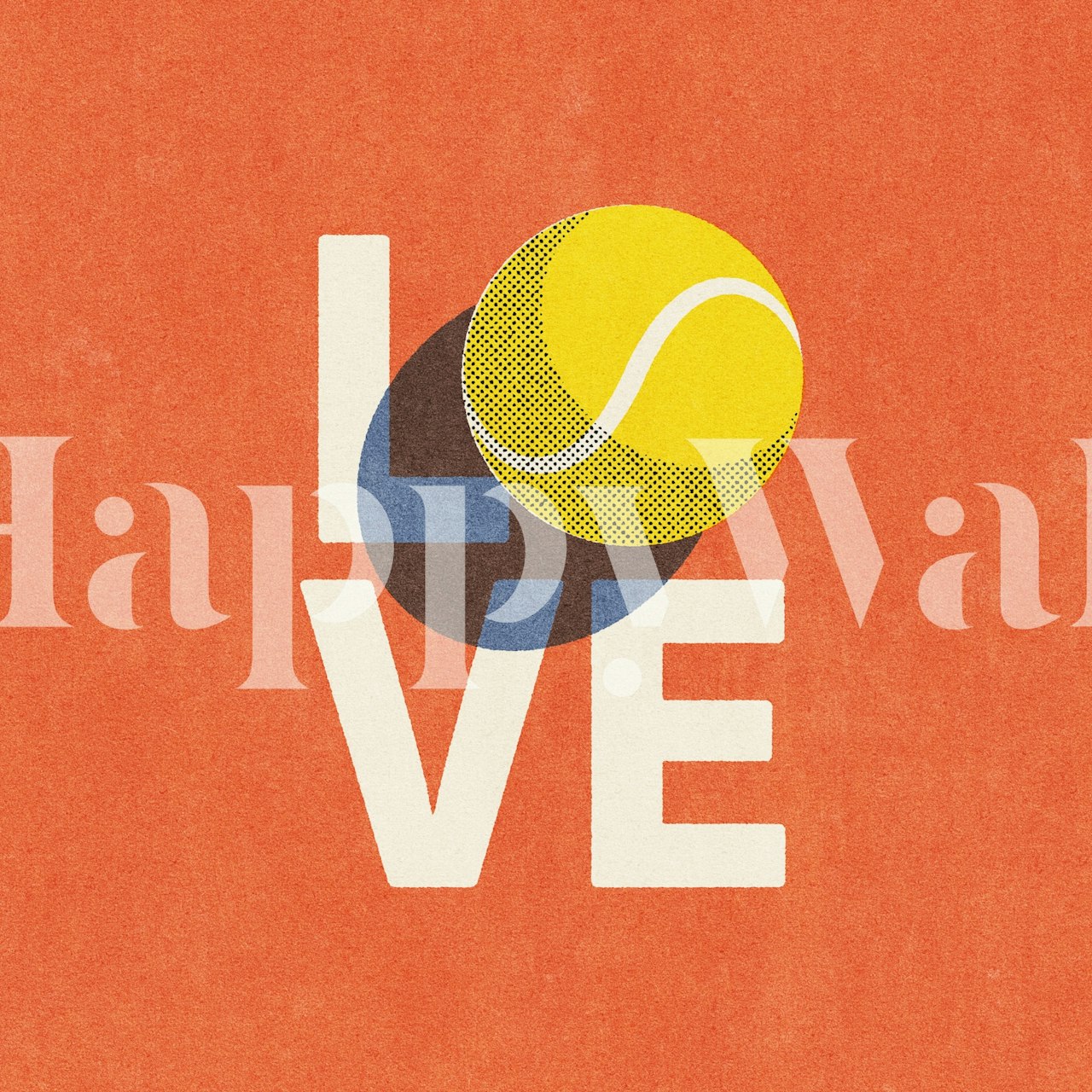 Tennis ball wallpaper design in a room