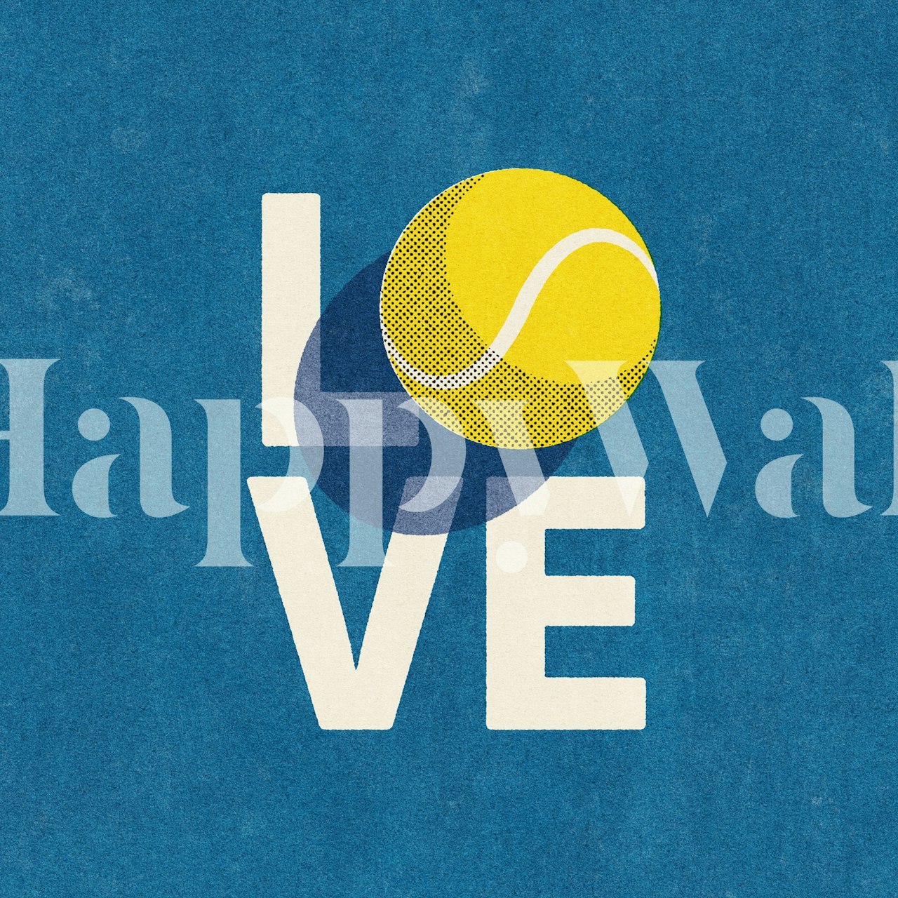 Tennis-tematisk fondvägg i ett livfullt rum