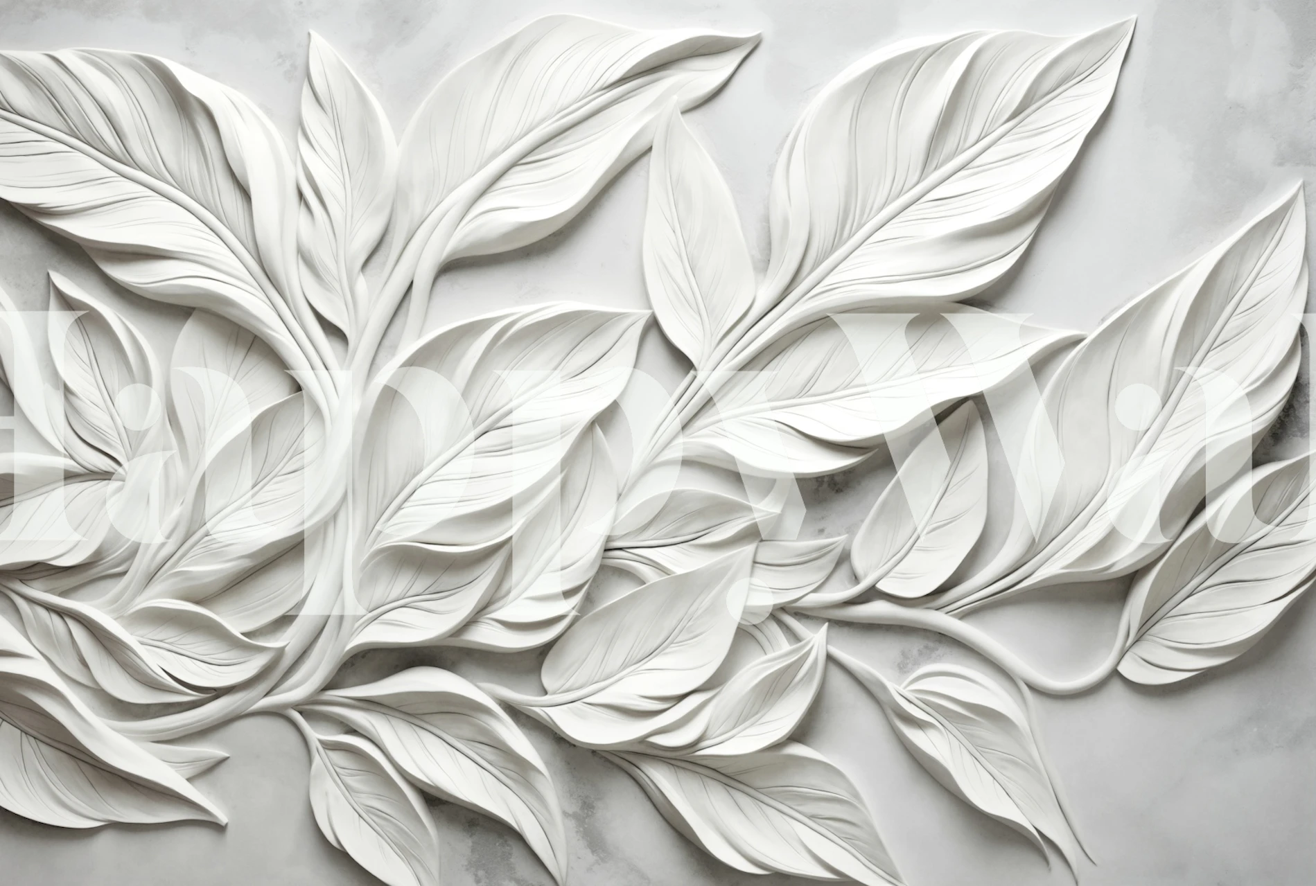 Sculptured Art Calm Foliage wallpaper in a room