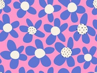 Playful Blooming Flowers Blue on Pink tapete