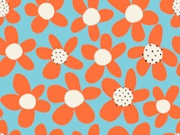 Playful Blooming Flowers Scarlet on Blue tapete